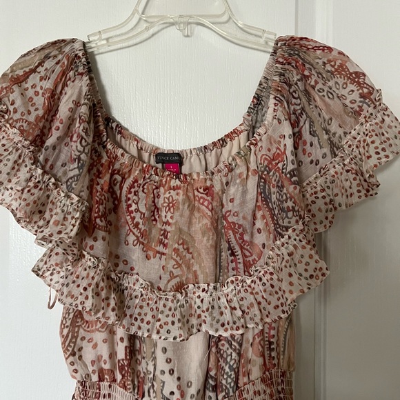 Vince Camuto Women's Paisley Ruffle Blouse - Red and Brown - Picture 1 of 2